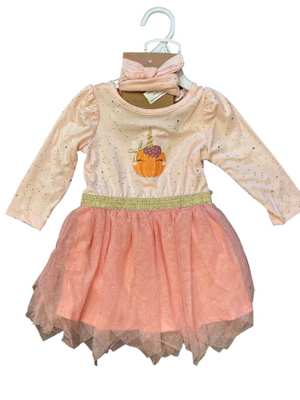 Young Hearts Infant Girls Pink Fall Dress with Tulle Skirt 6-9 months NWT